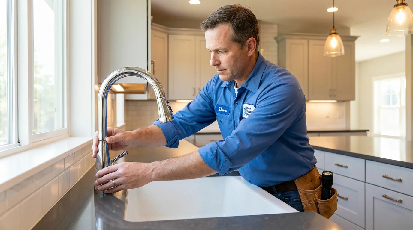 Kitchen faucet installation by Johns Plumbing LLC in Newfane